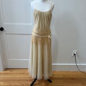 Vera Wang Size S Sequin Cream Formal Dress